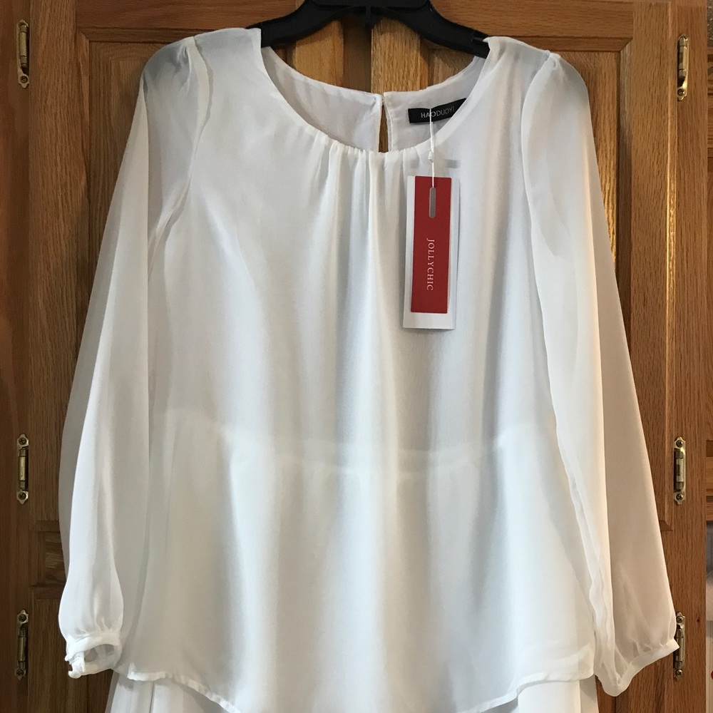 White three layer dress shirt.